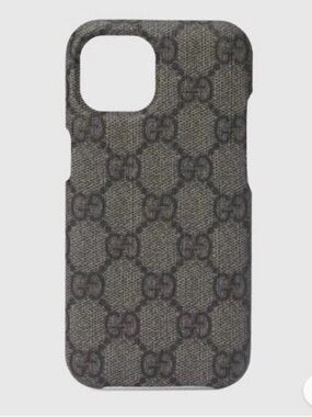 NWT Authentic Gucci Ophidia GG Supreme iPhone 15 Pro Case Grey/Black